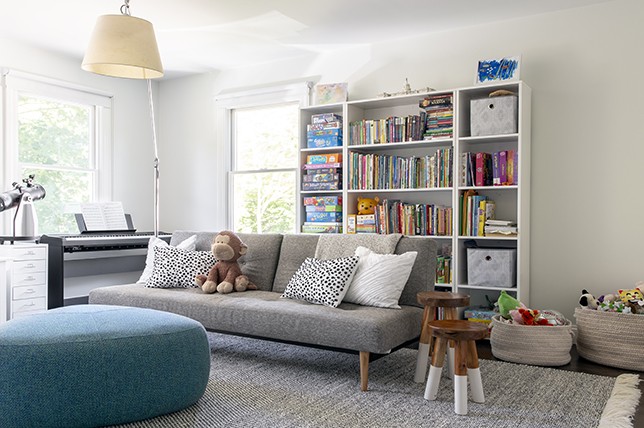 kids room gray sofa