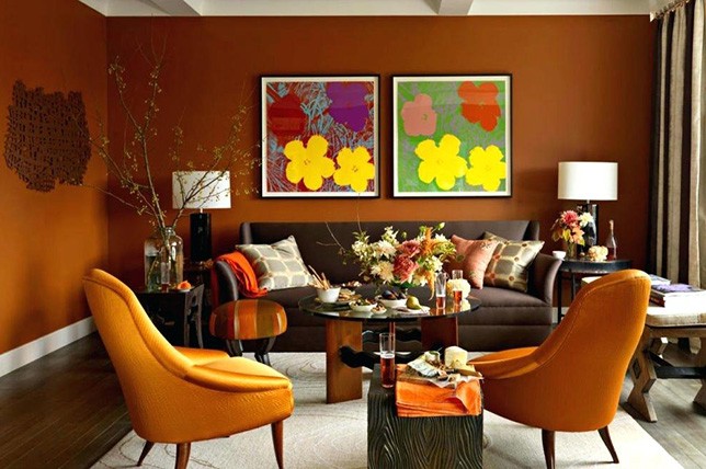 burnt orange living room paint colors