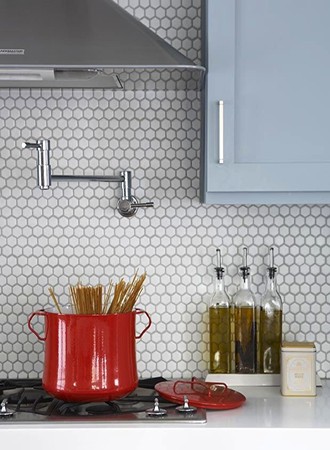 penny tile kitchen backsplash