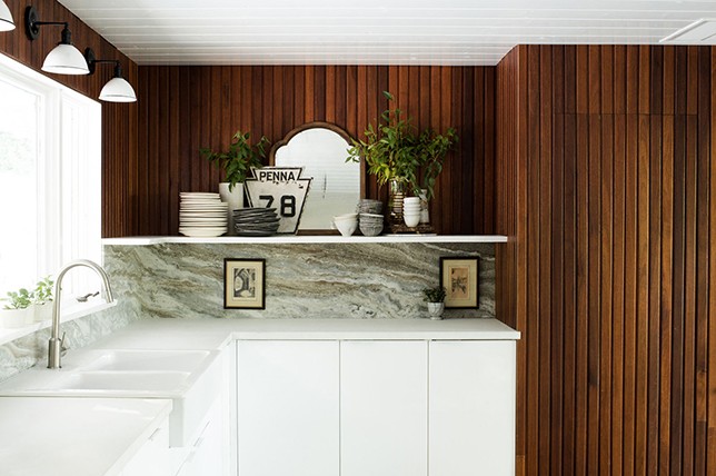 modern kitchen wall decor wood paneling