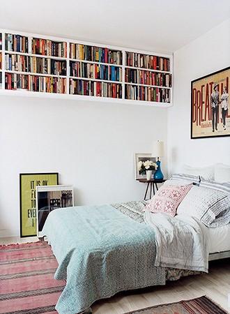 overhead high shelving bedroom storage ideas