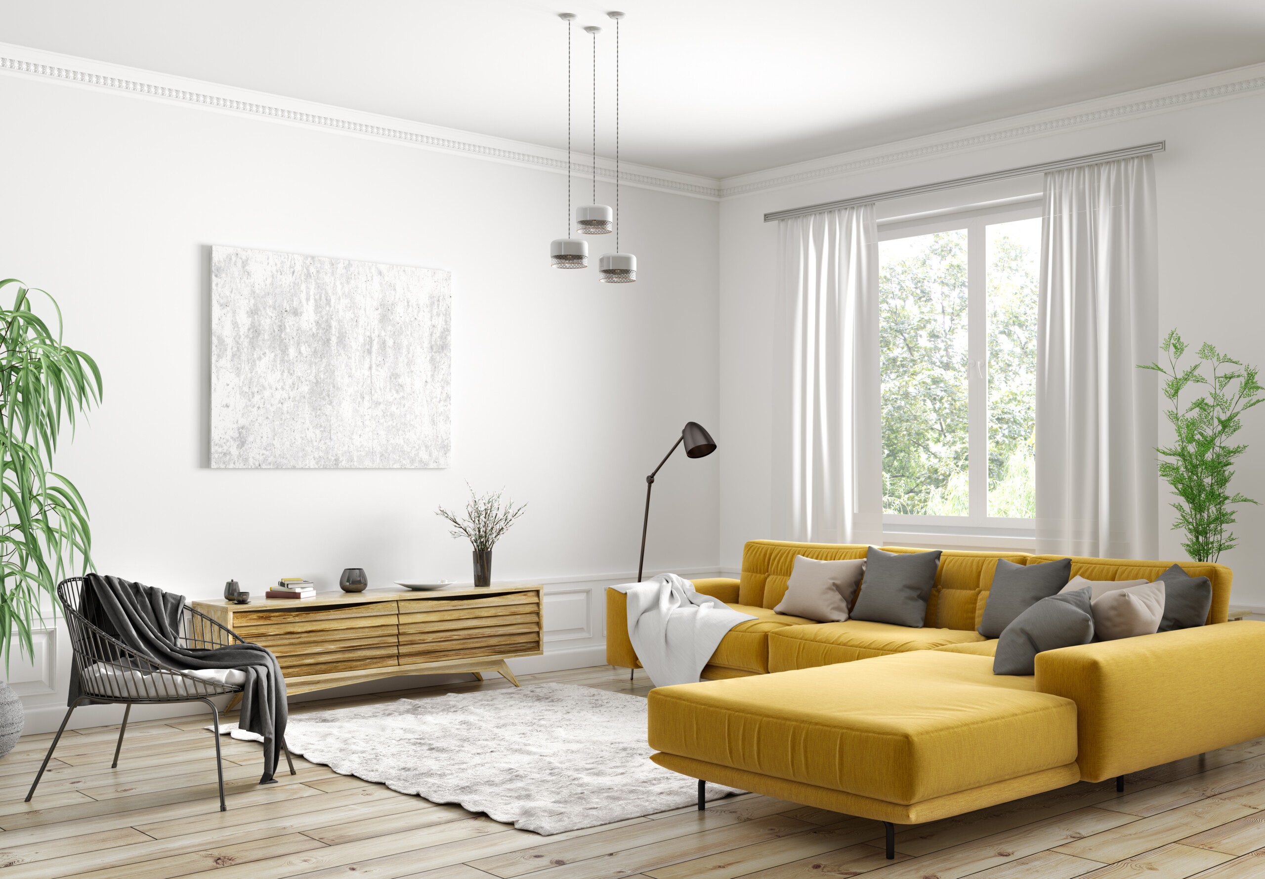 Interior design of modern scandinavian apartment