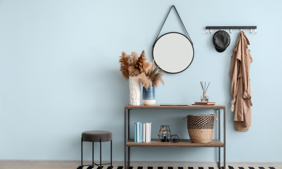 Interior of modern hallway with mirror