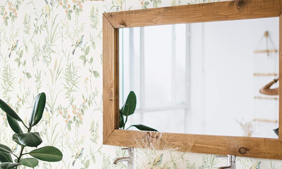 bathroom traditional floral wallpaper