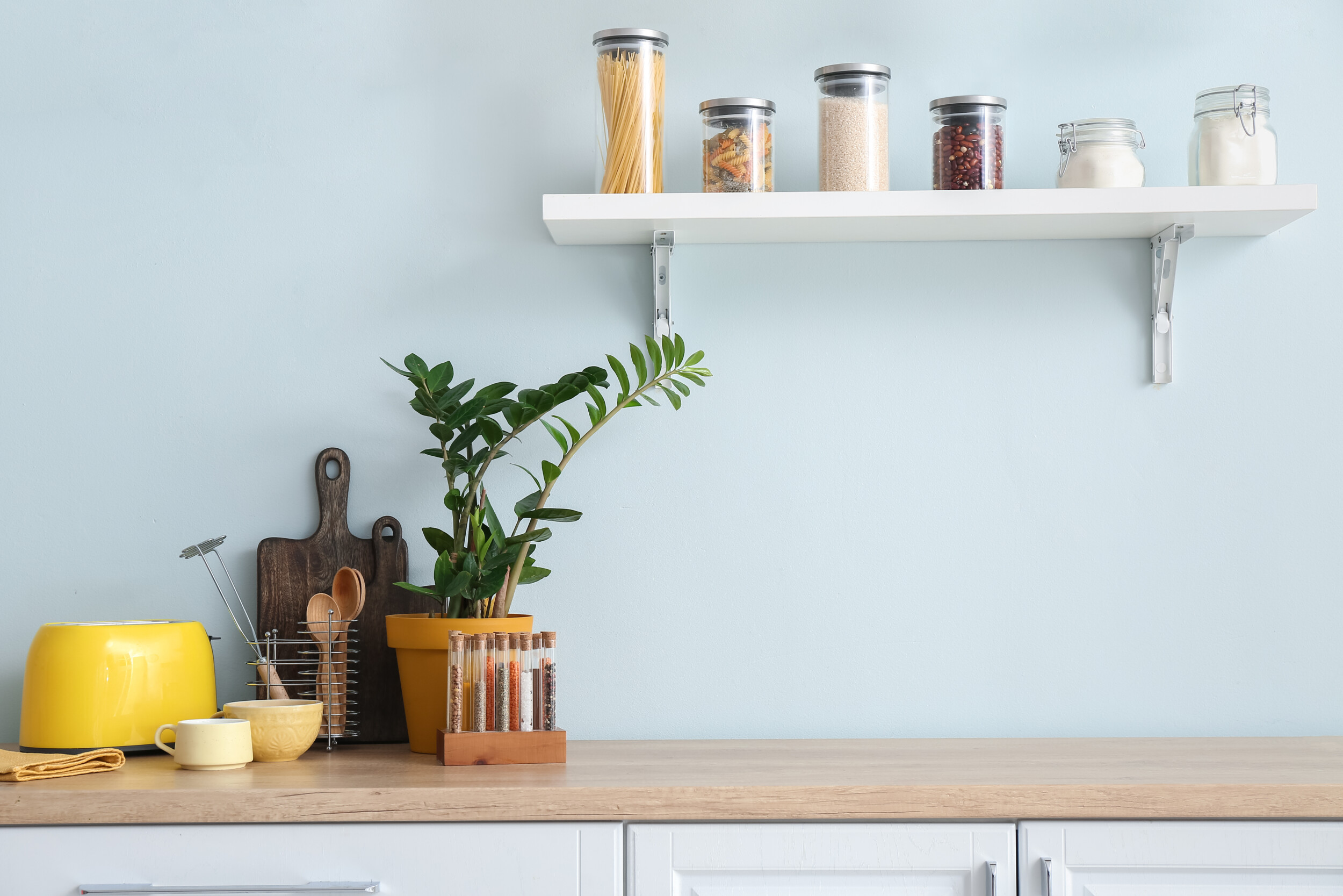 breezy blue kitchen interior