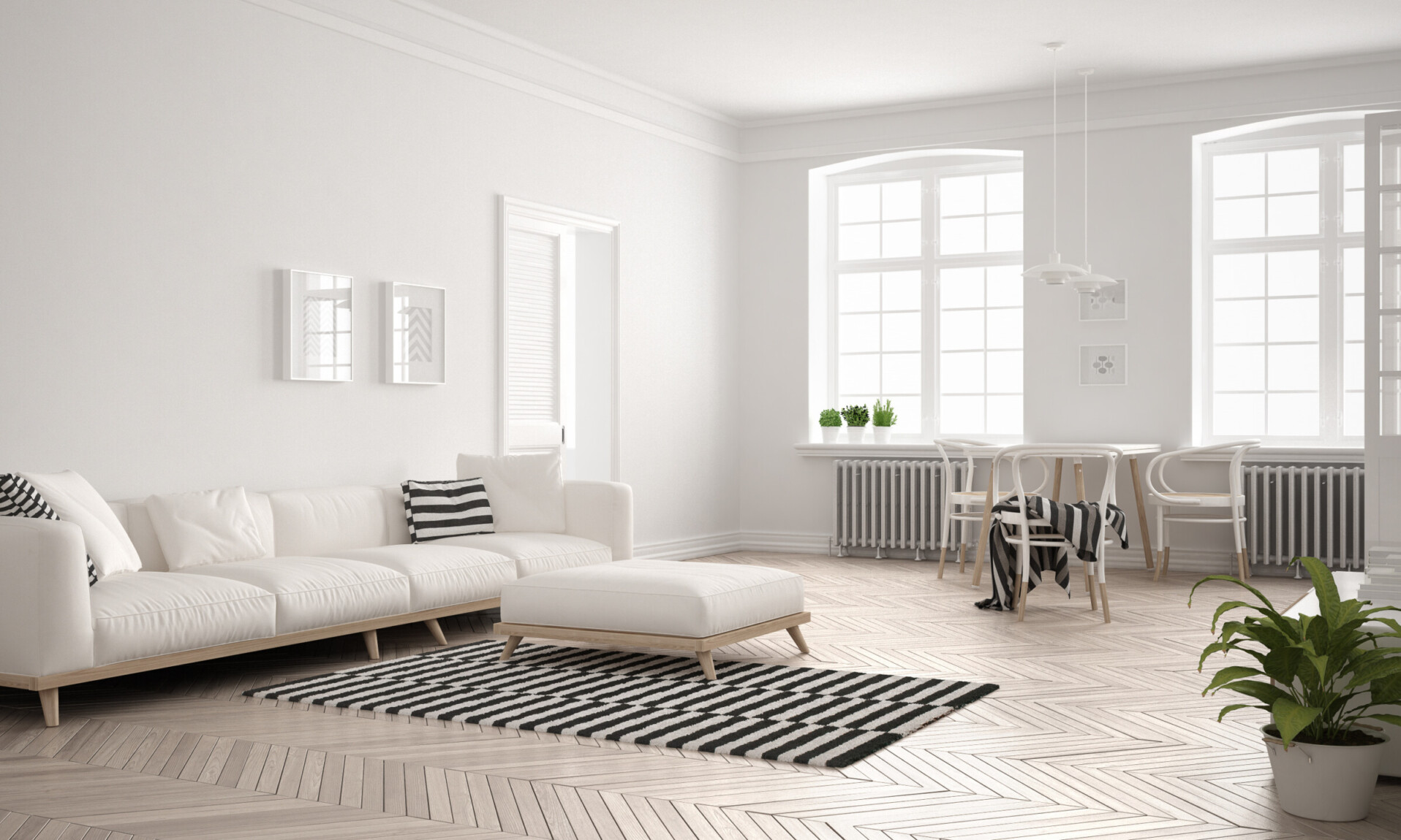 Black And White Modernist Living Room