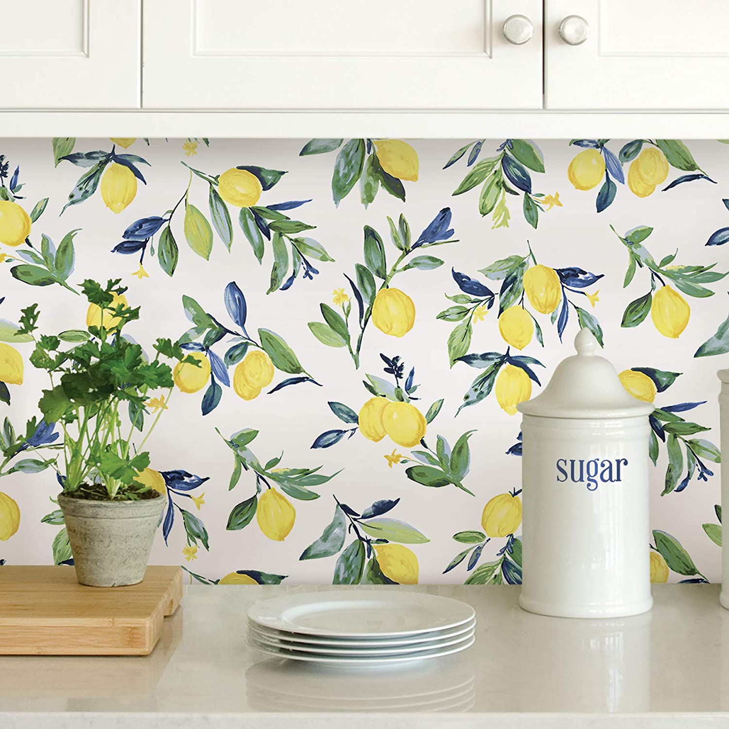 classic fruit wallpaper kitchen