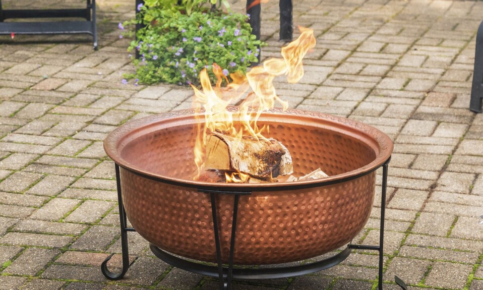 Stunning Fire Pit Ideas To Elevate Your, Hammered Copper Fire Pit With Tabletop