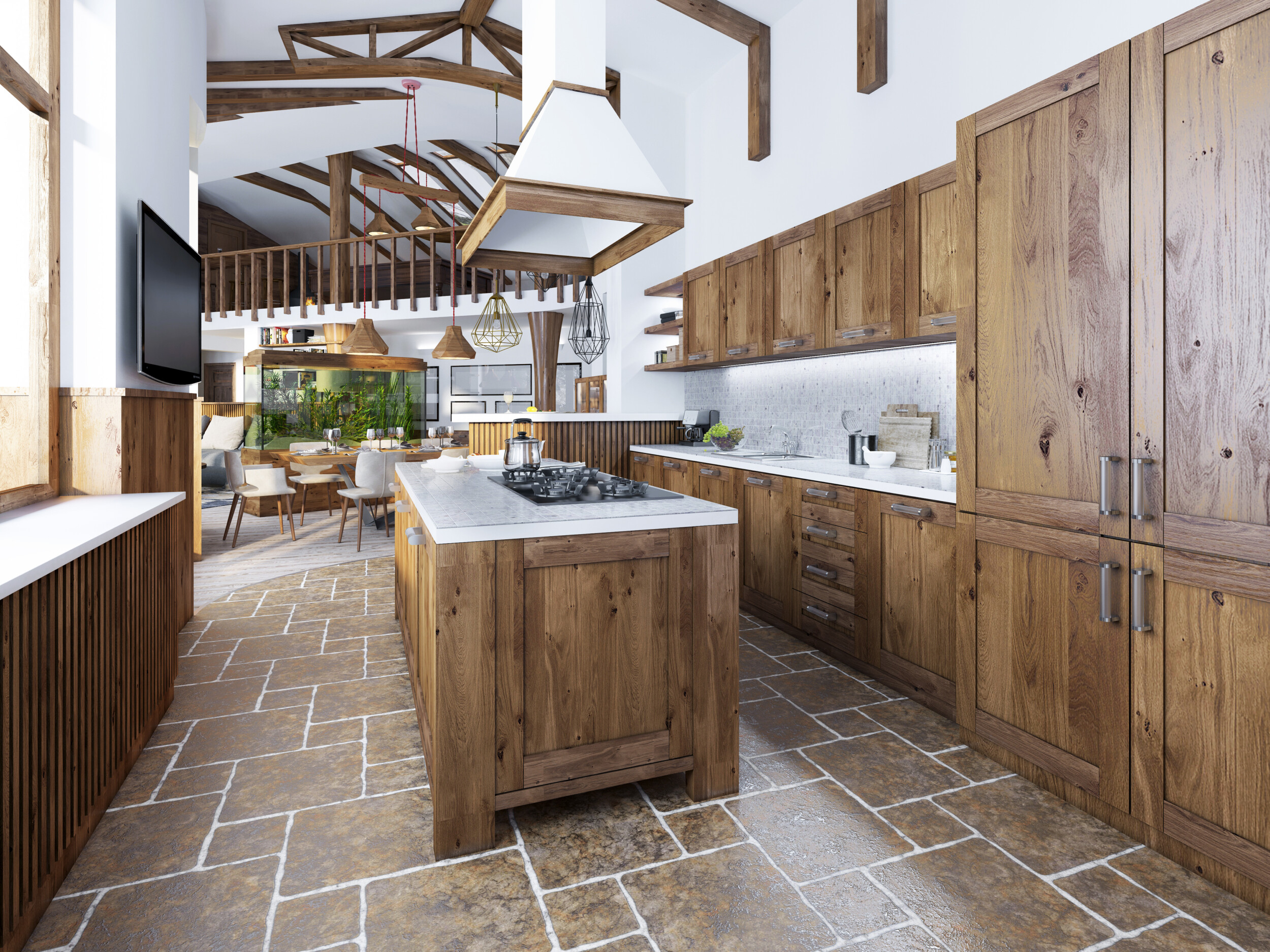 country kitchen stone flooring