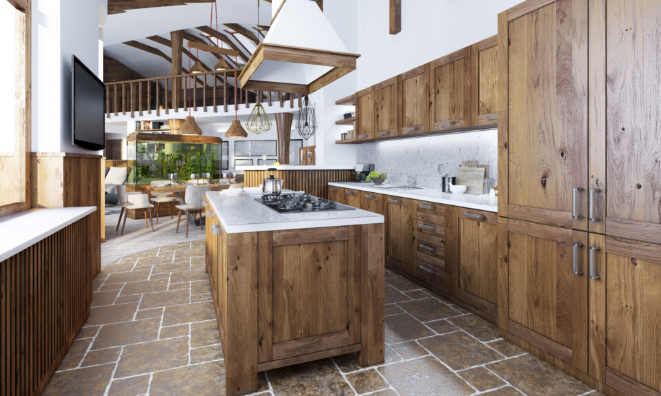 country kitchen stone flooring