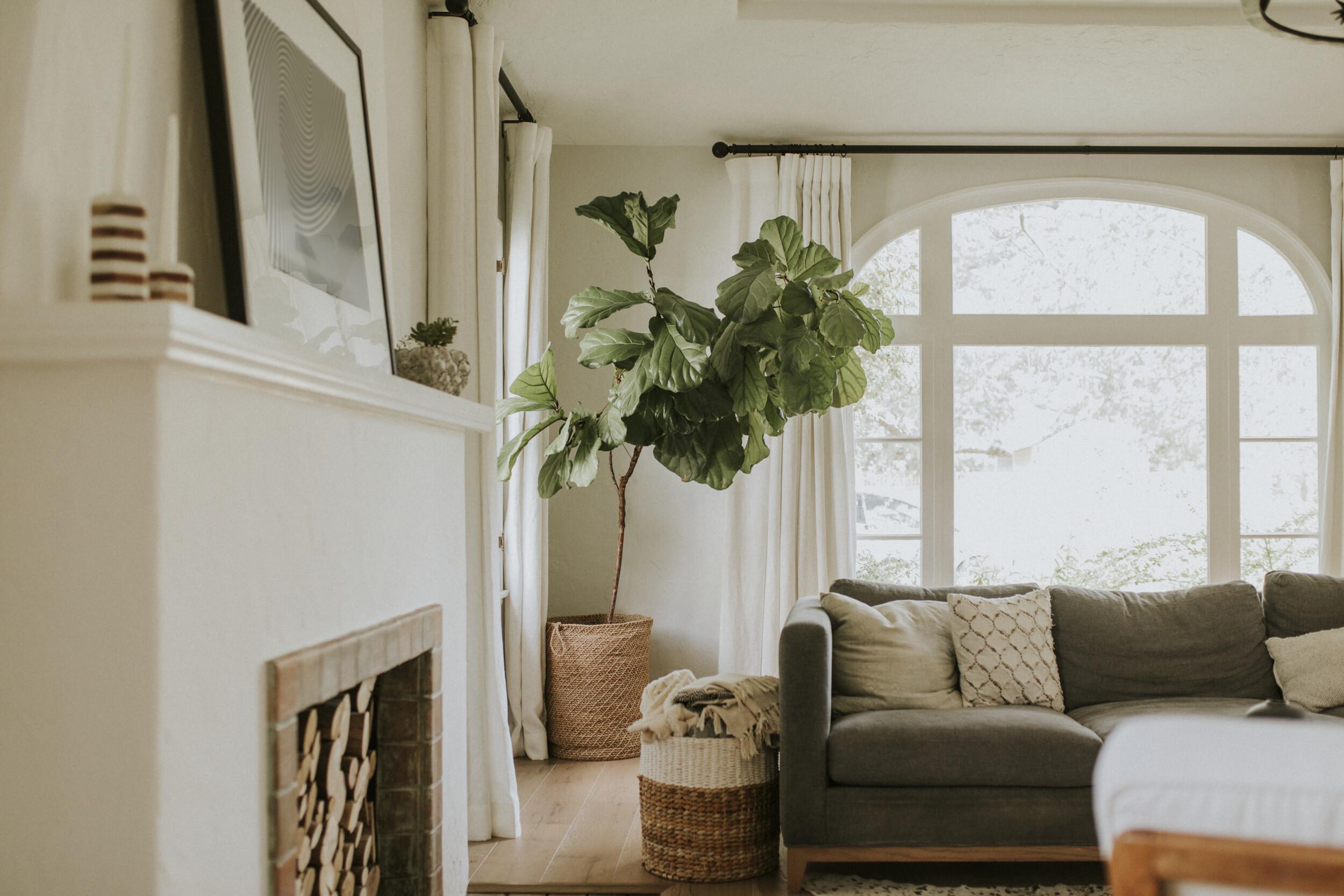 Cozy home living room with fireplace