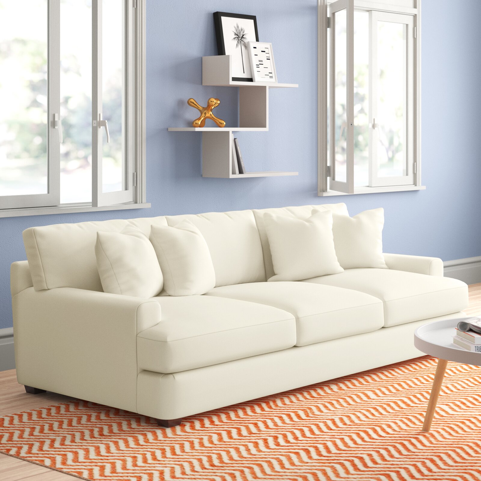 cream arm sofa with low frame