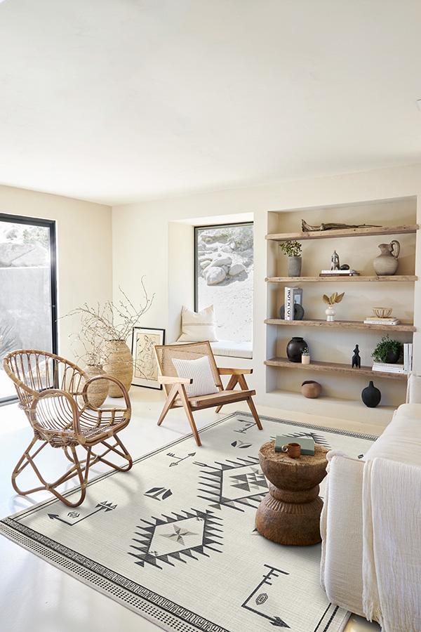 cream rug in modern living room