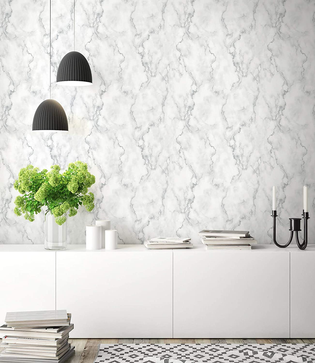 faux marble wallpaper idea