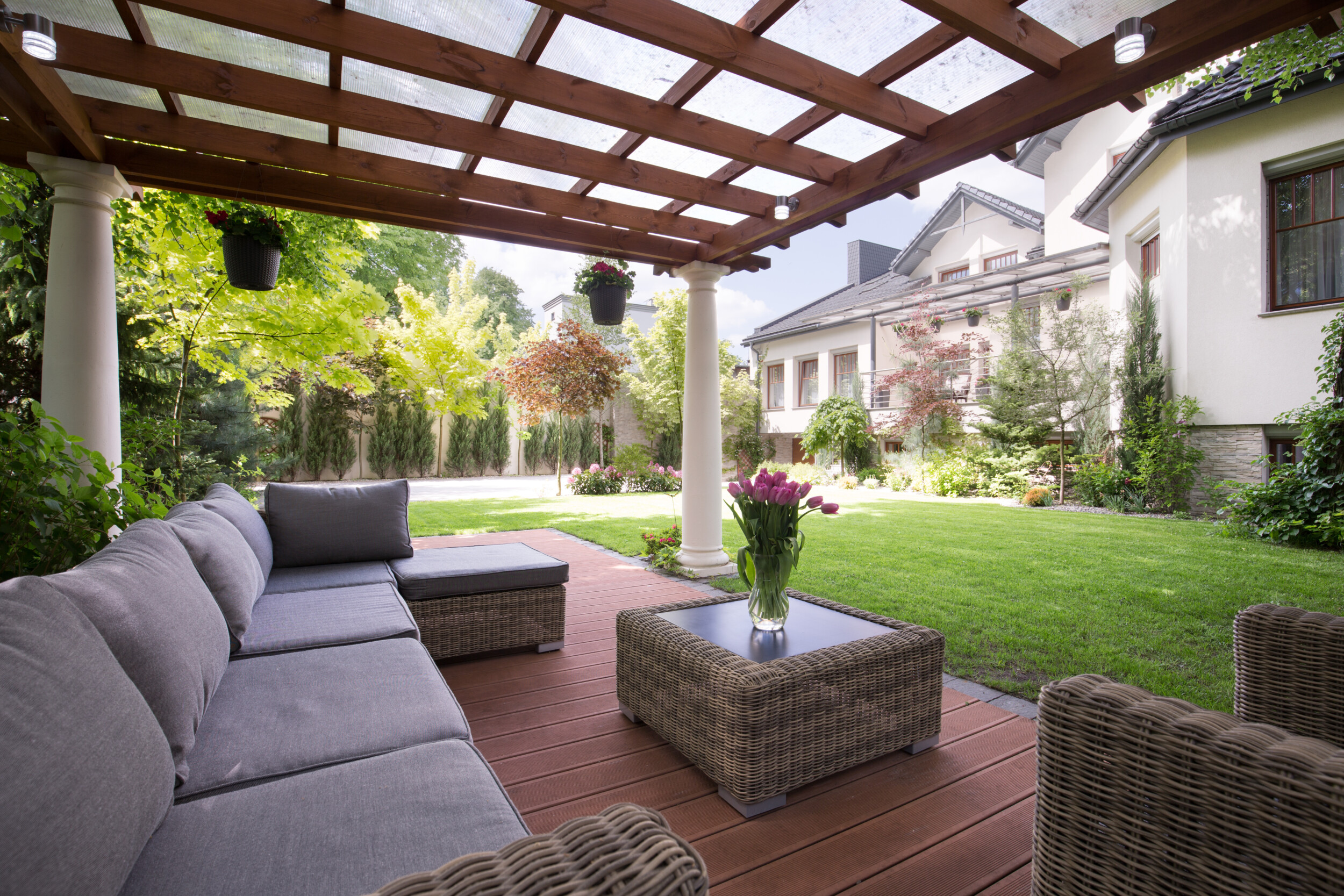 glass covered patio