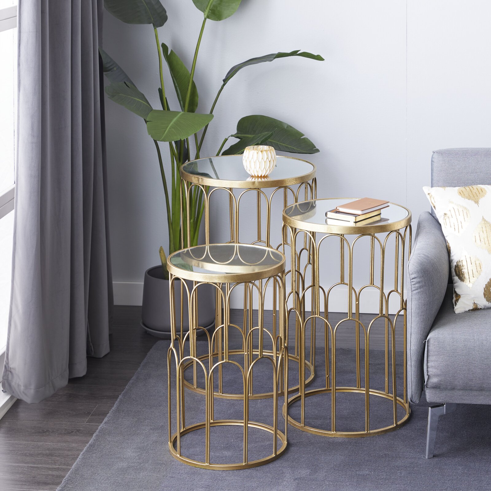 glass topped nesting tables