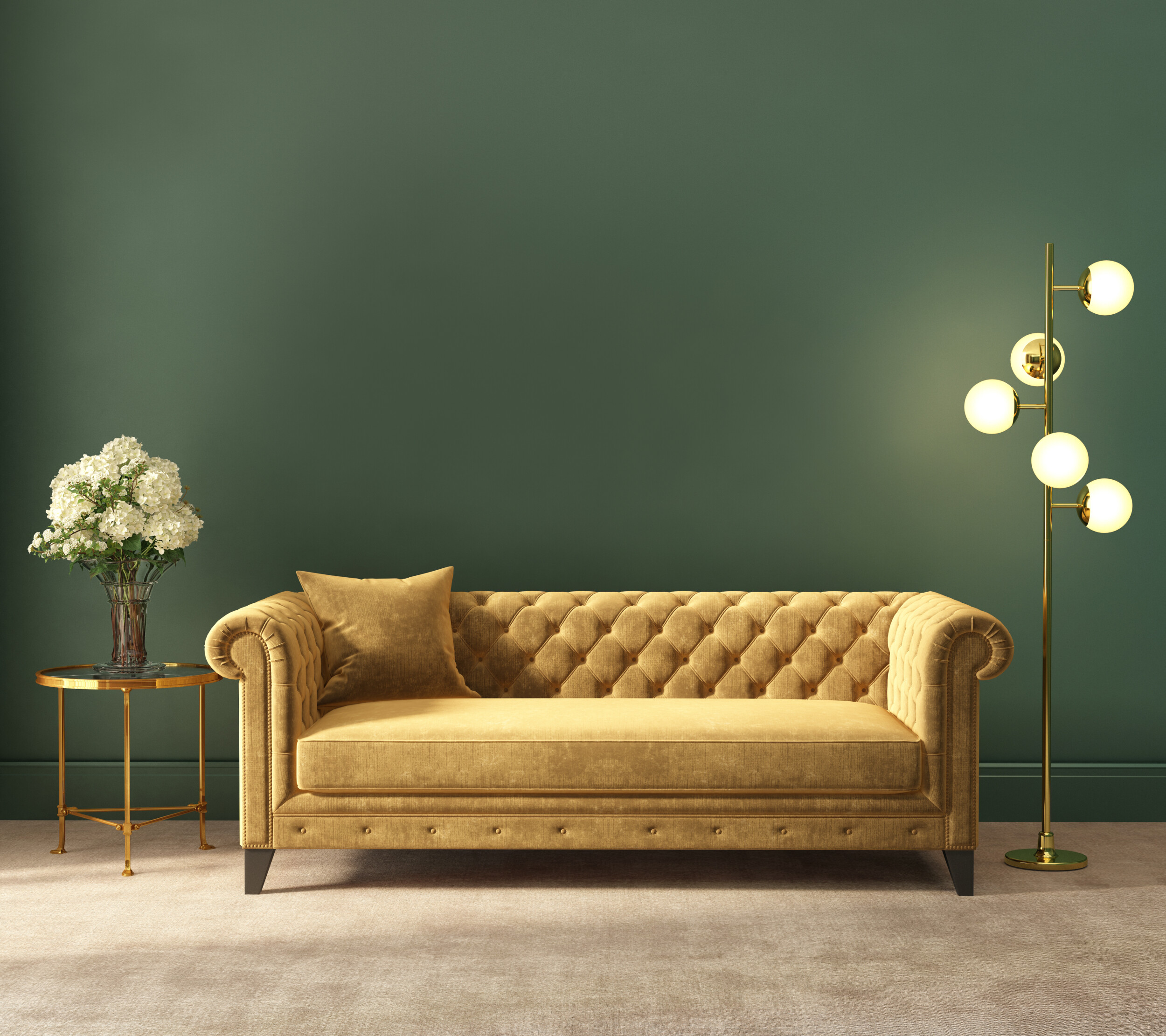 gold and greem interior