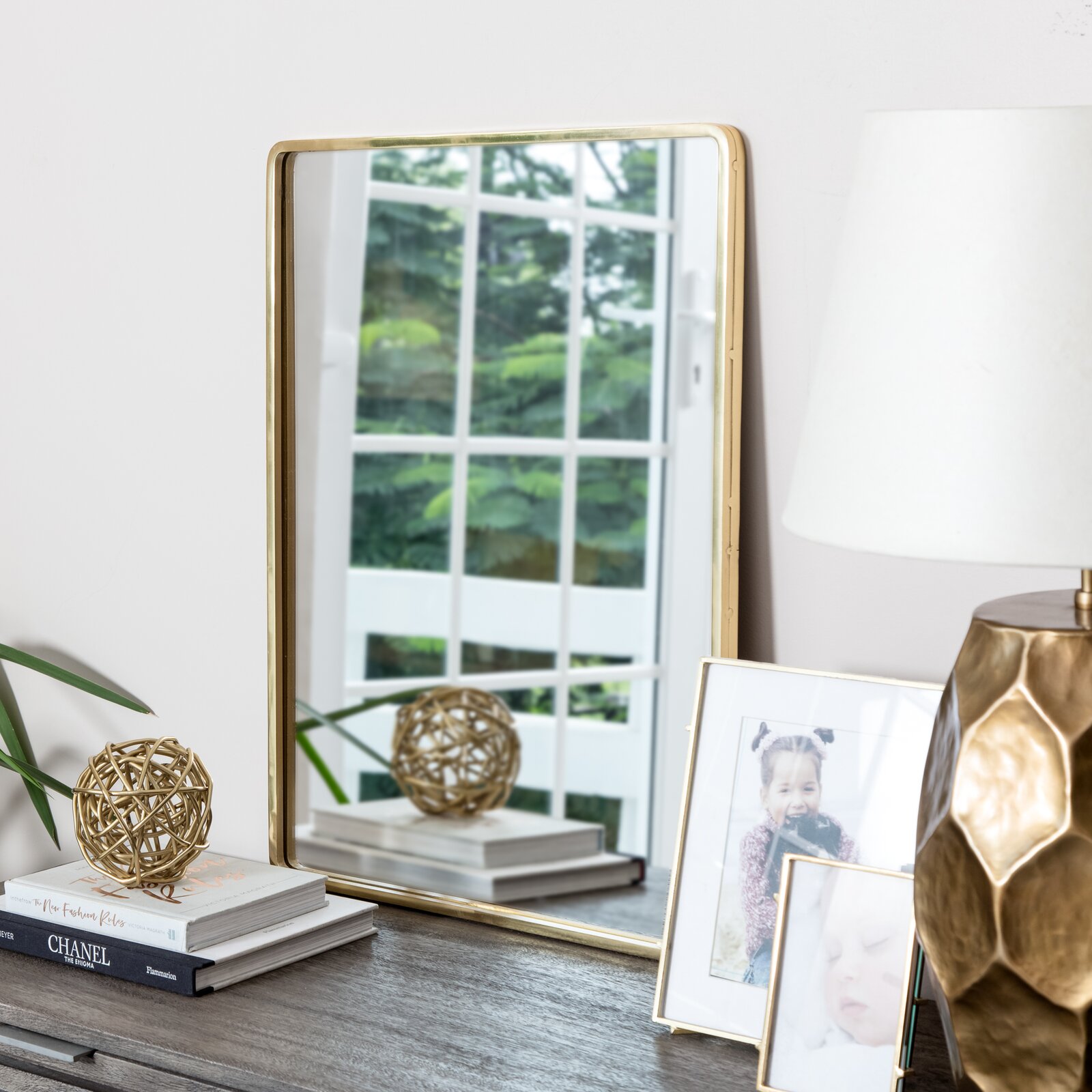 golden frame mirror decor