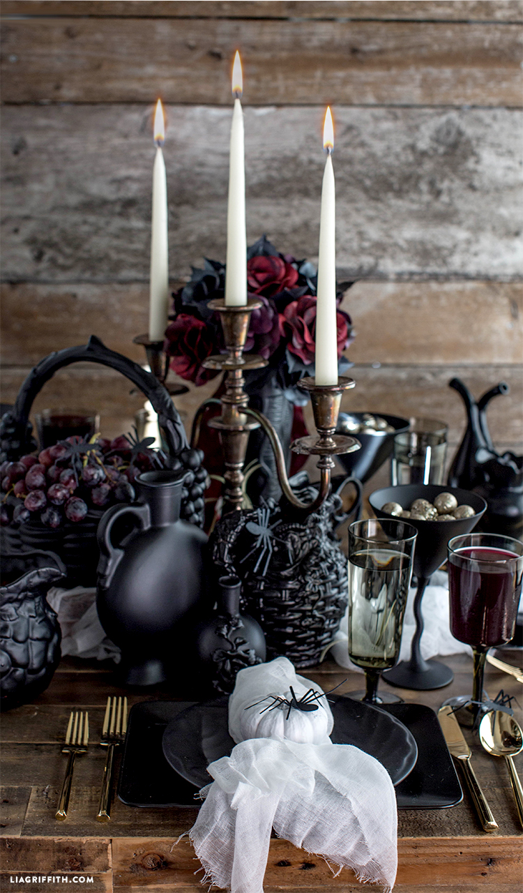 goth black halloween decor