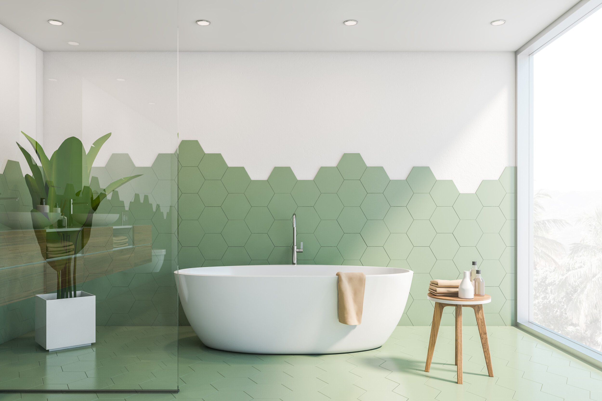 hexagon bathroom tiles