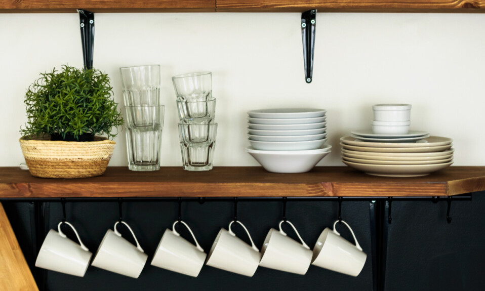 kitchen wall decor open shelving