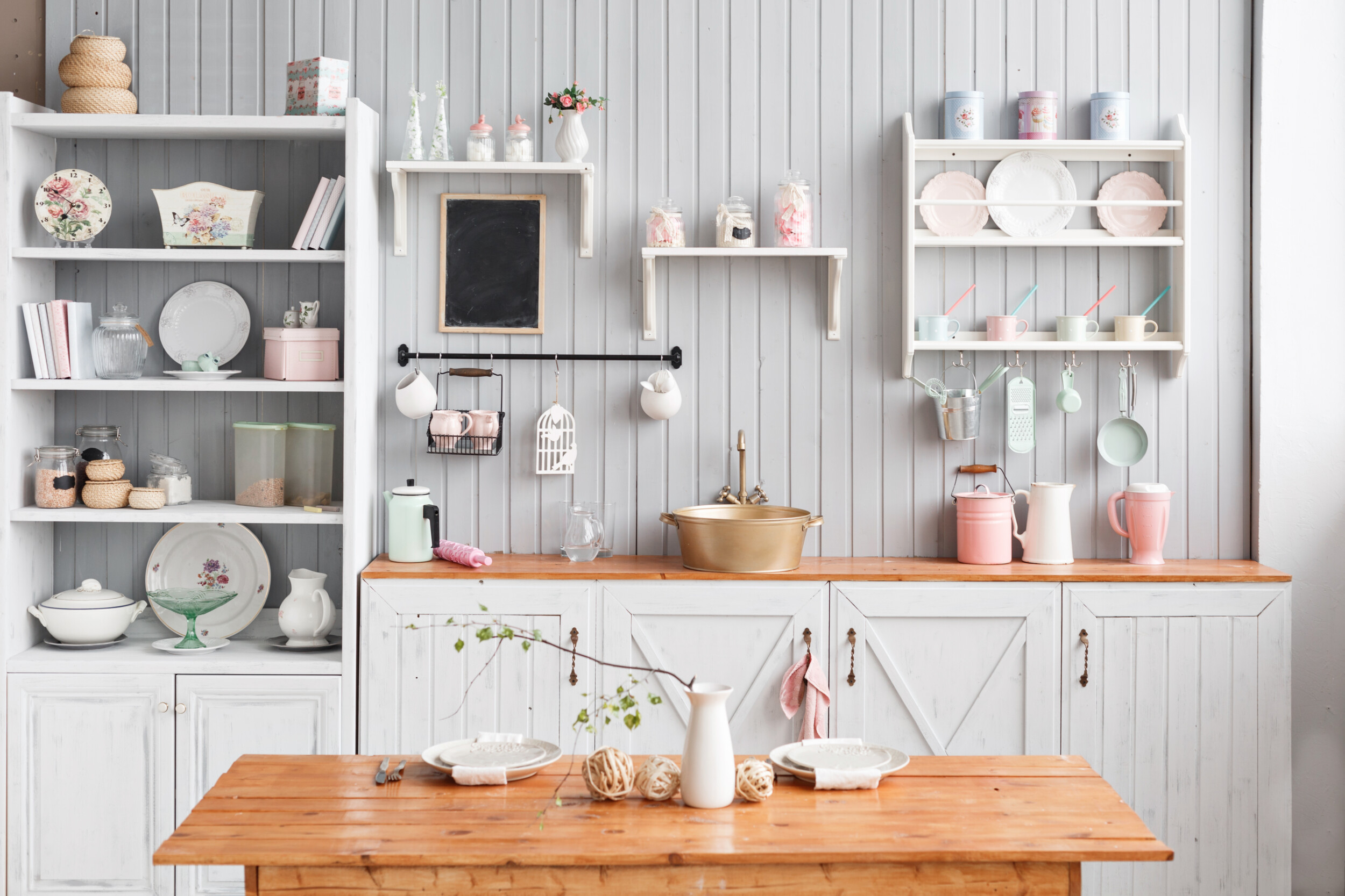 kitchen white shelving