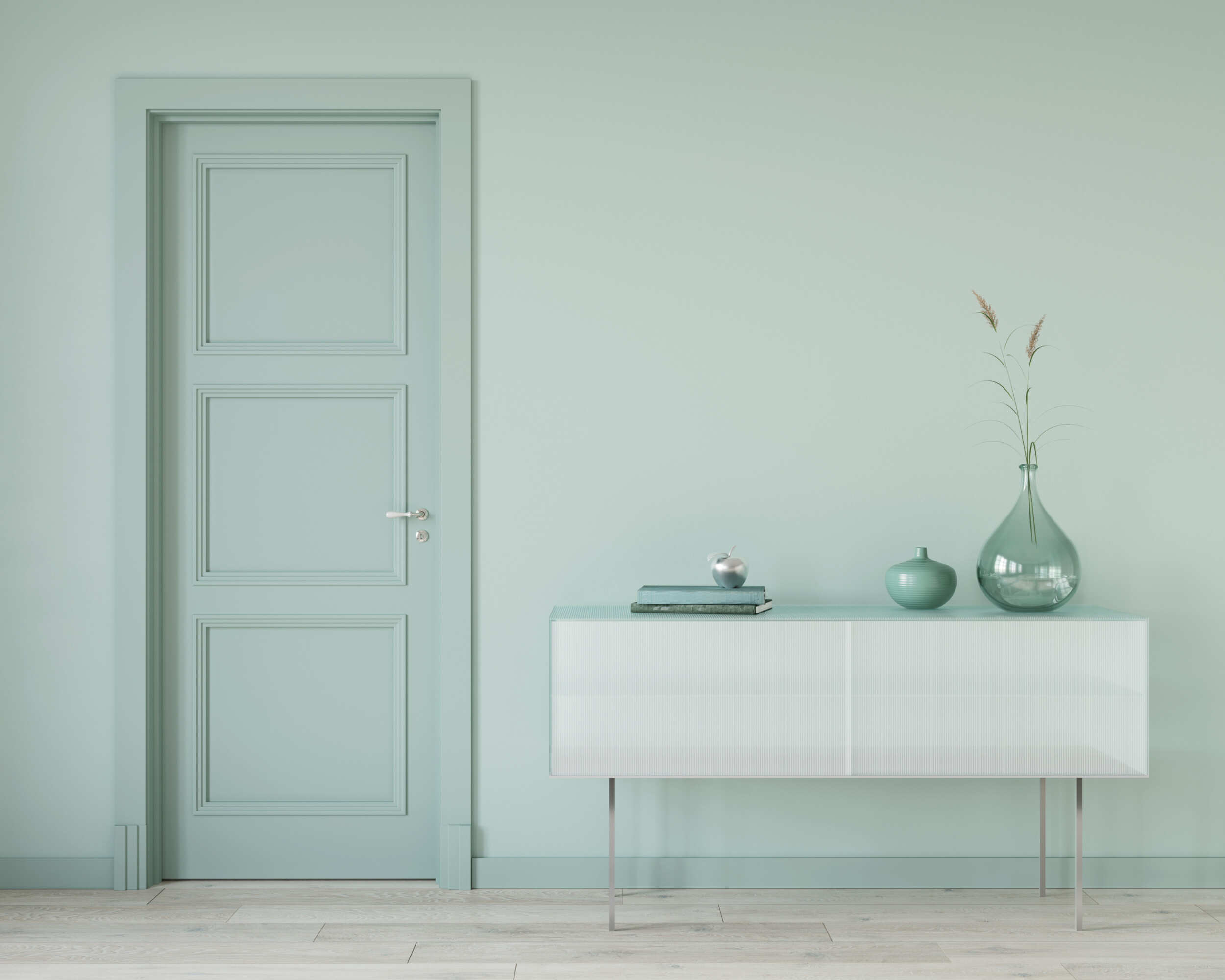 mint green living room