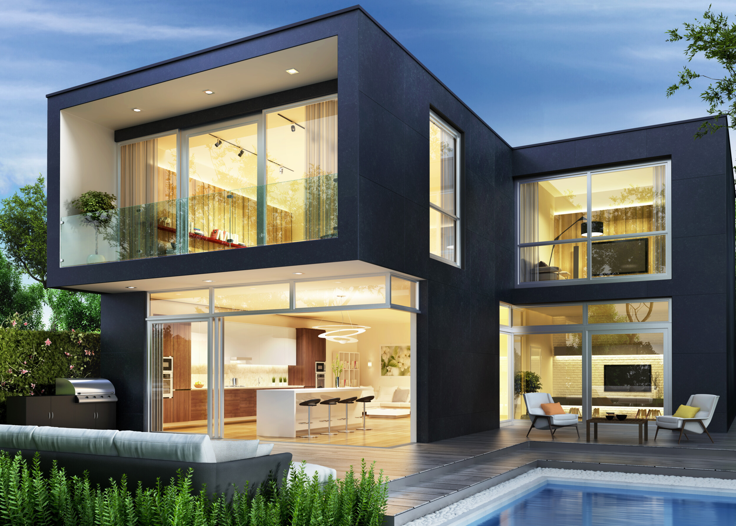 modern black house exterior