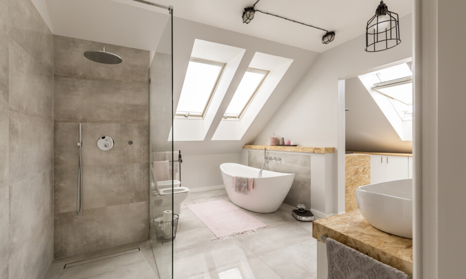 Modern bathroom interior with minimalistic shower