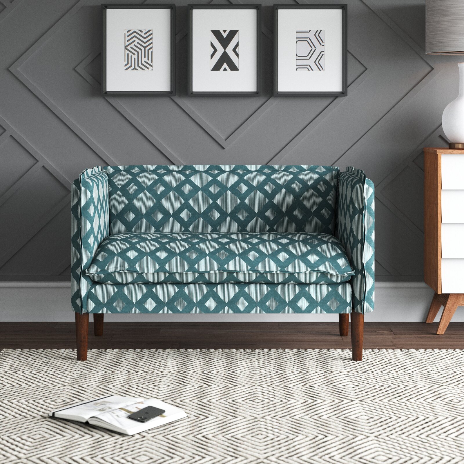 modern small patterned sofa