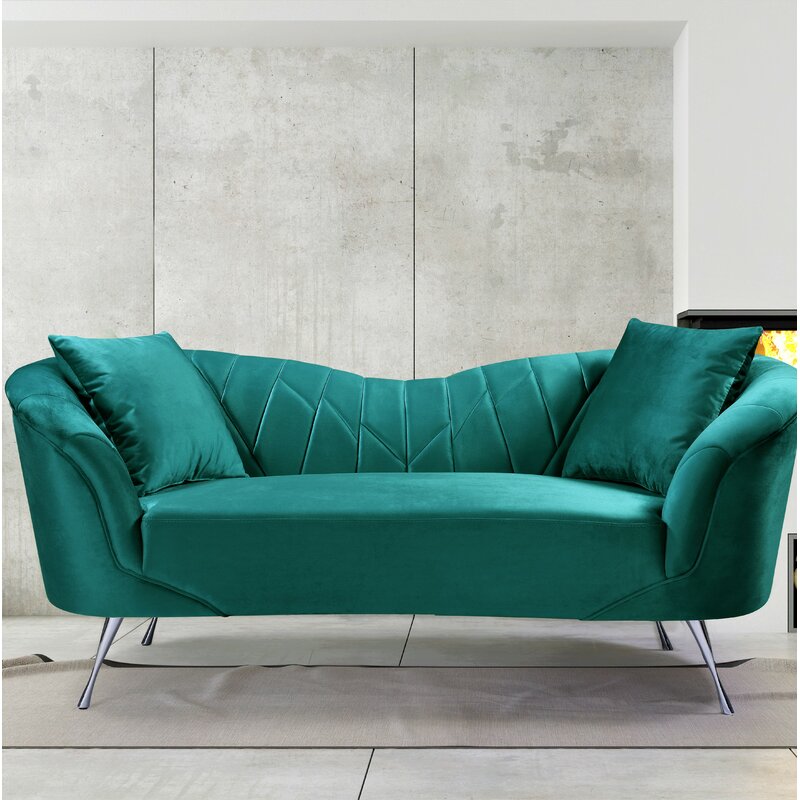 modern velvet rounded arm sofa