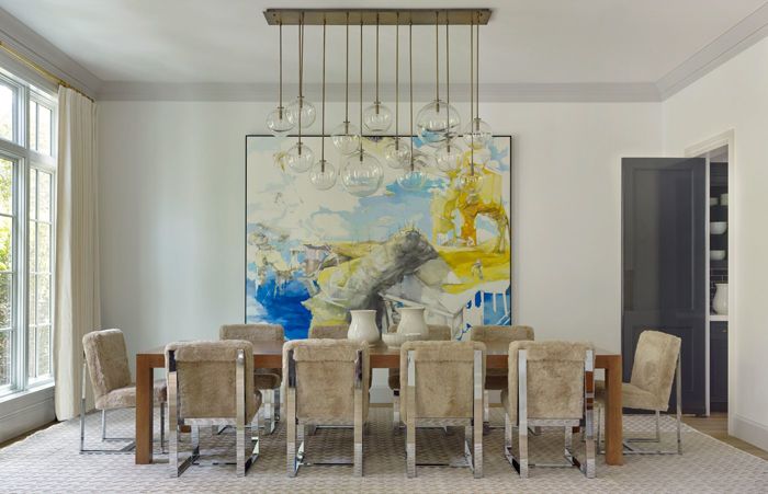 molly sims dining room with art