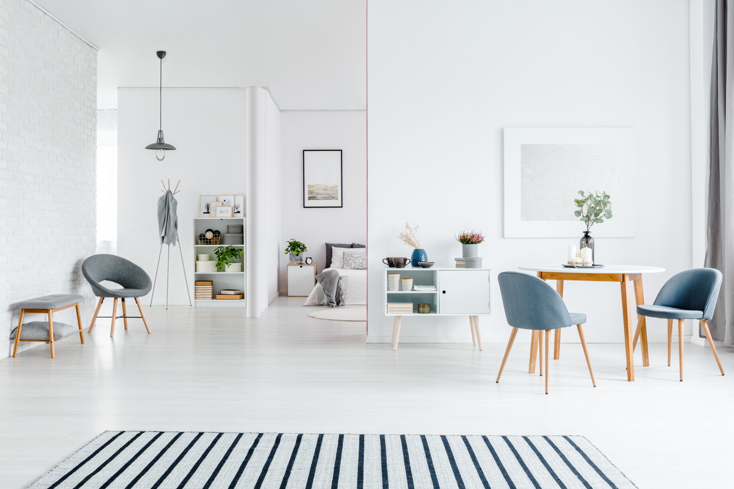 monochromatic cream living room