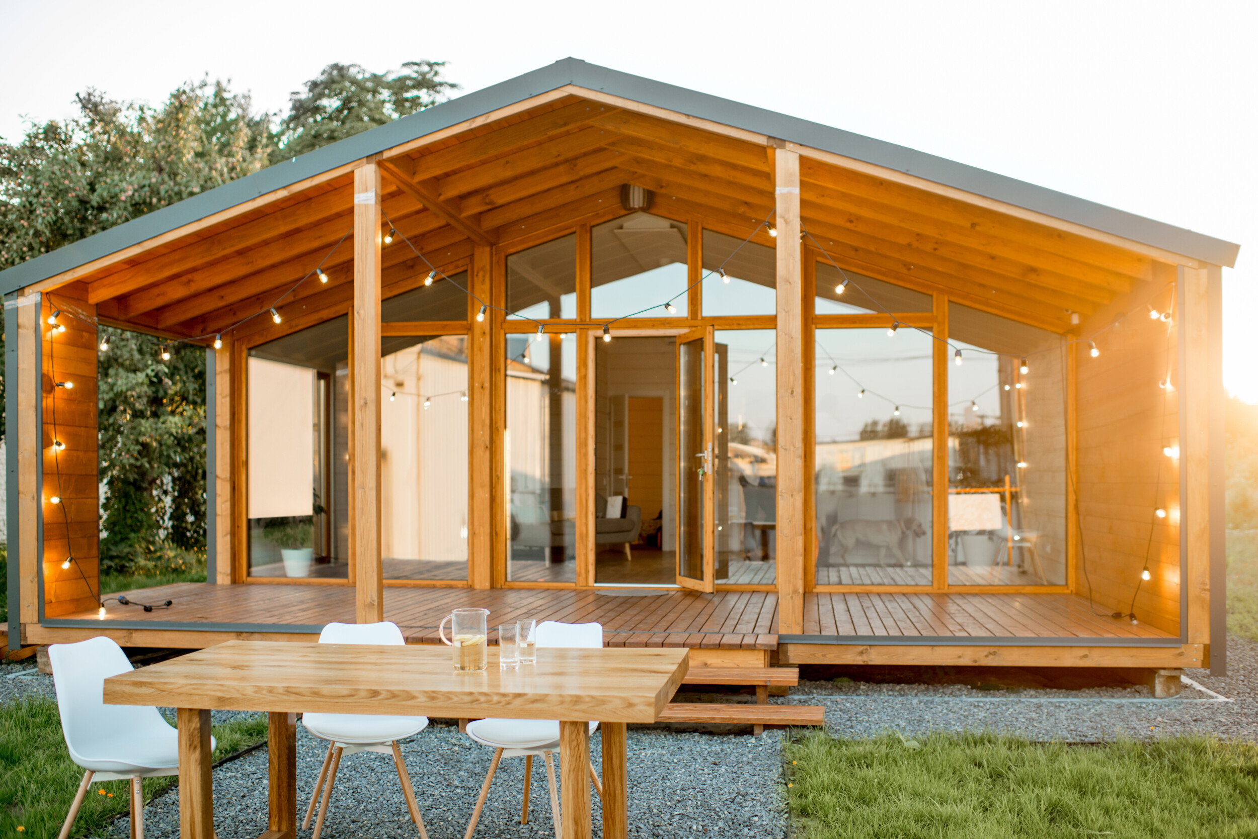 outdoor deck with  wooden roof