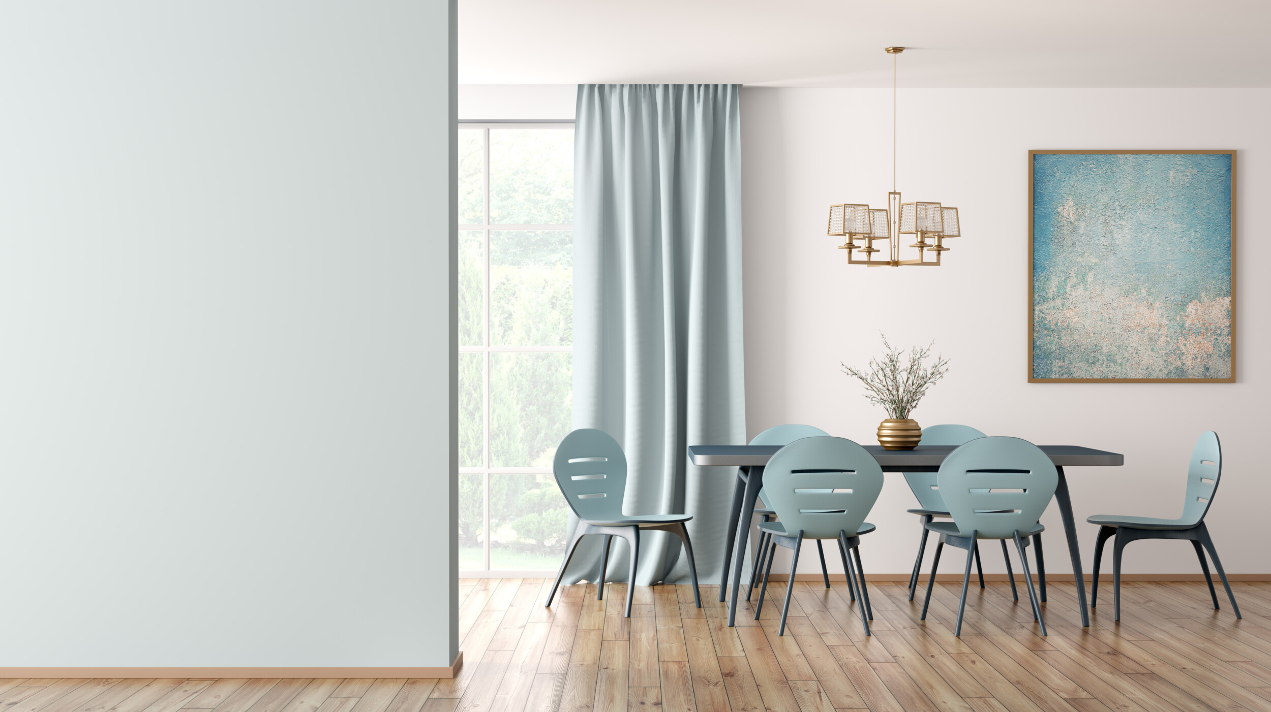 soft blue curtains