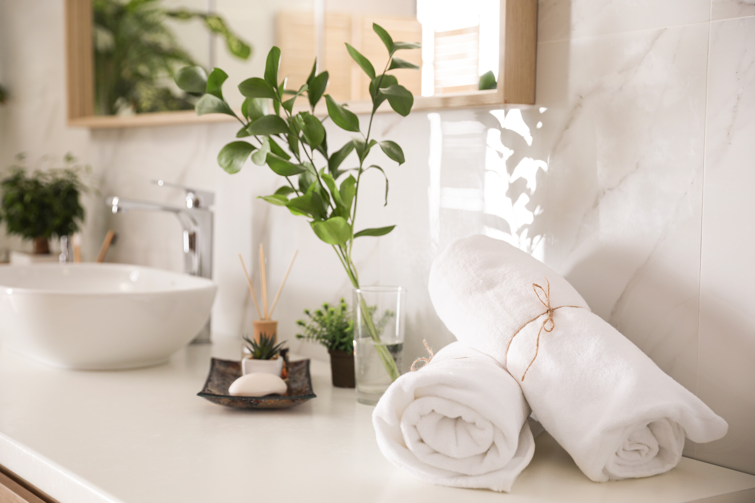 white bathroom white towels