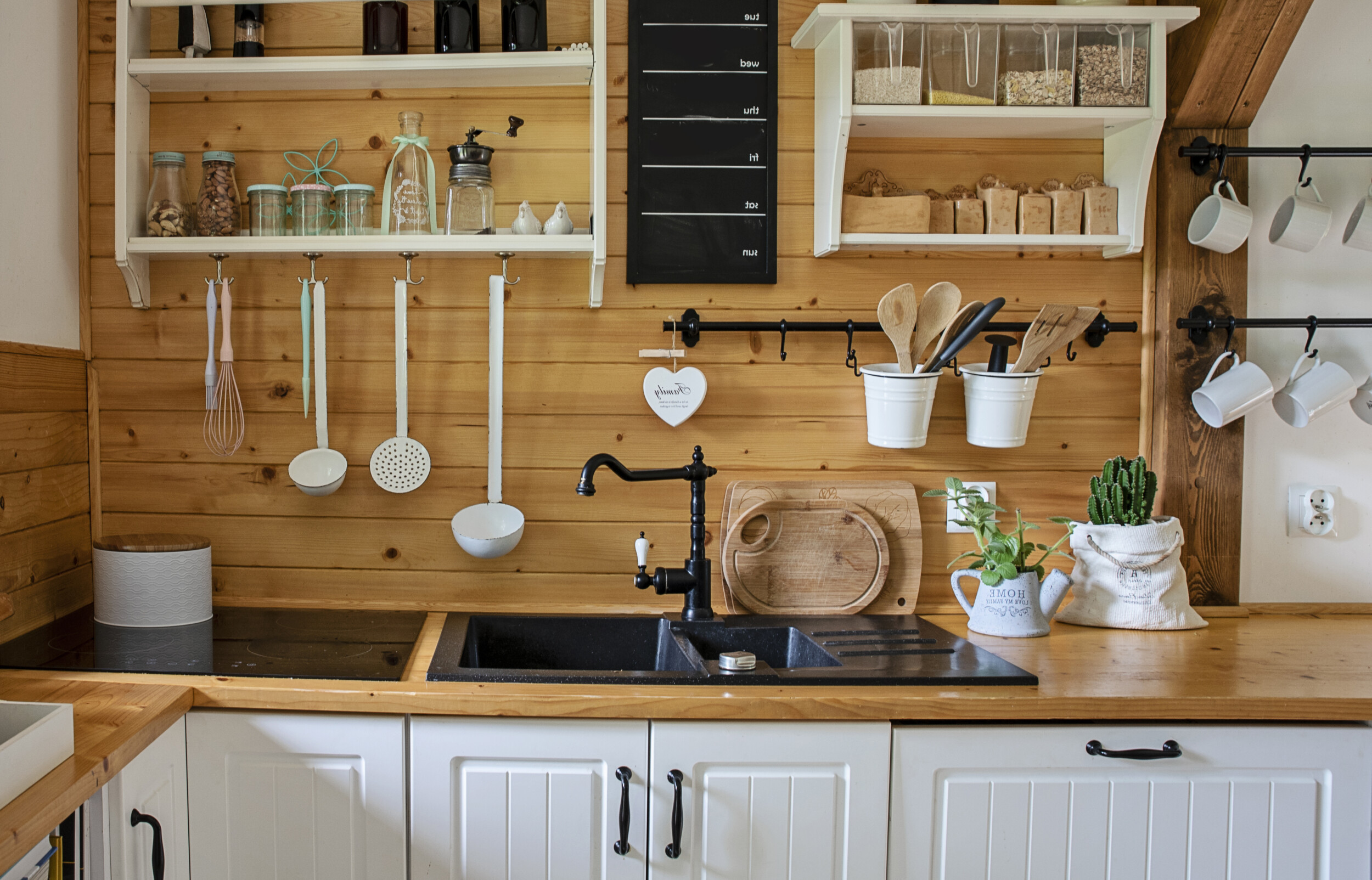 wooden countertop country kitchen