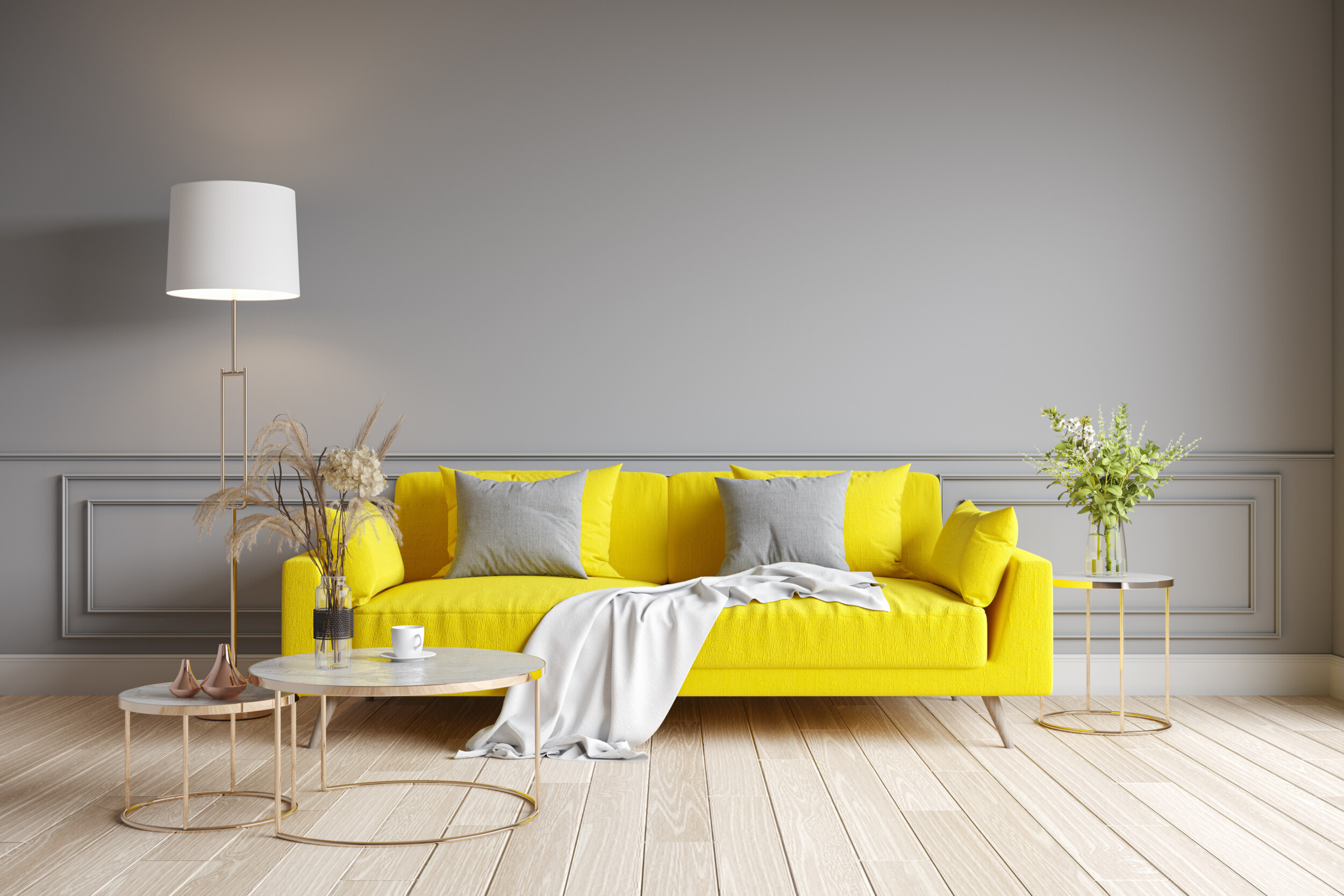 yellow and gray interior