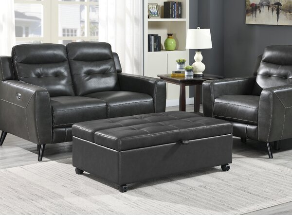 Black Leather Ottoman Sleeper Chair