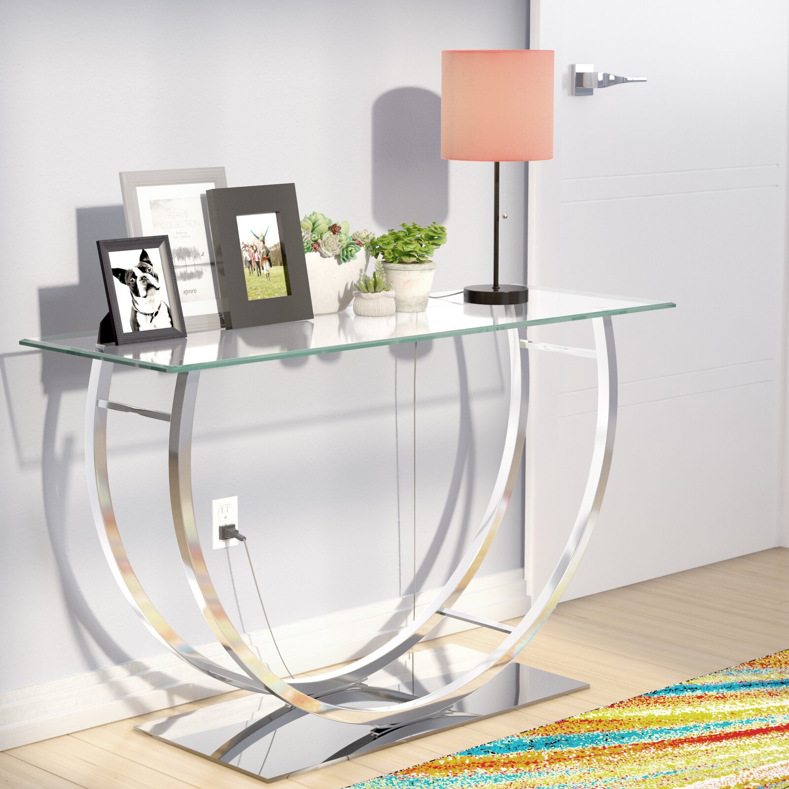 Chrome and Glass for a Modern Hallway Console Table