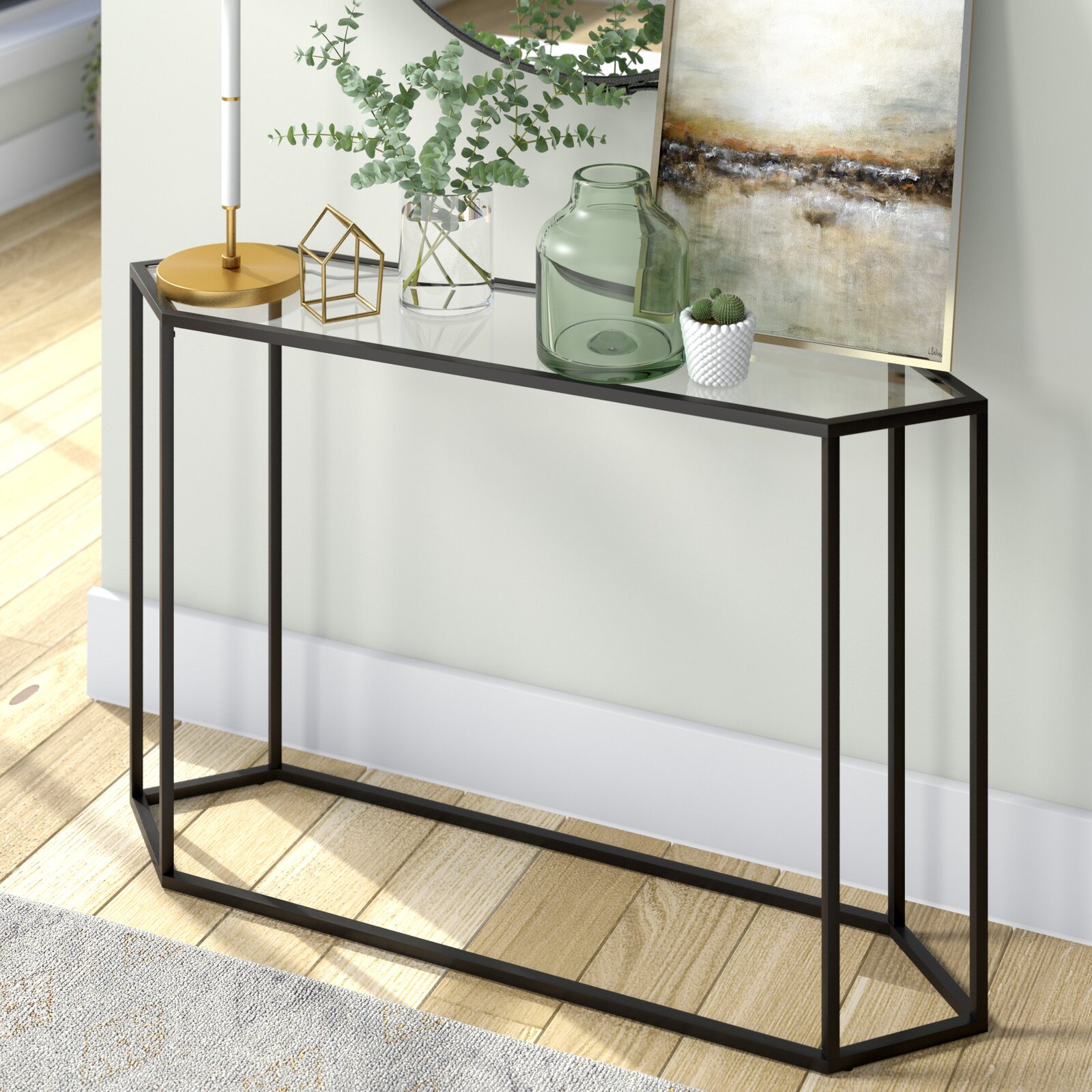 Metal and Glass Console Table