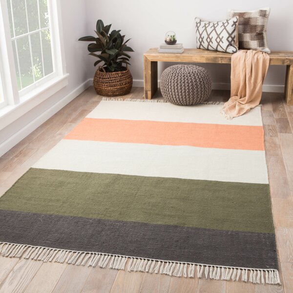 Modern Wide-Stripe Handwoven Rug