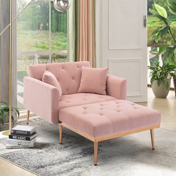 Plush Pink Velvet Chaise Lounge