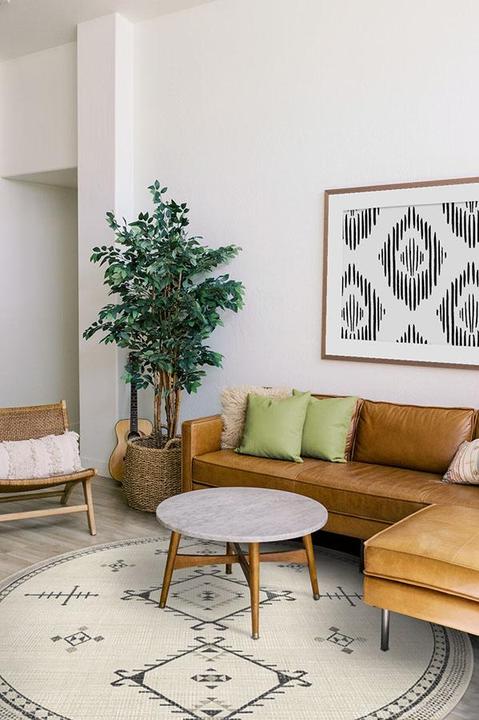 black and white round rug