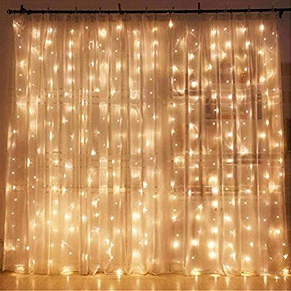 mood lights with a sheer patterned curtain