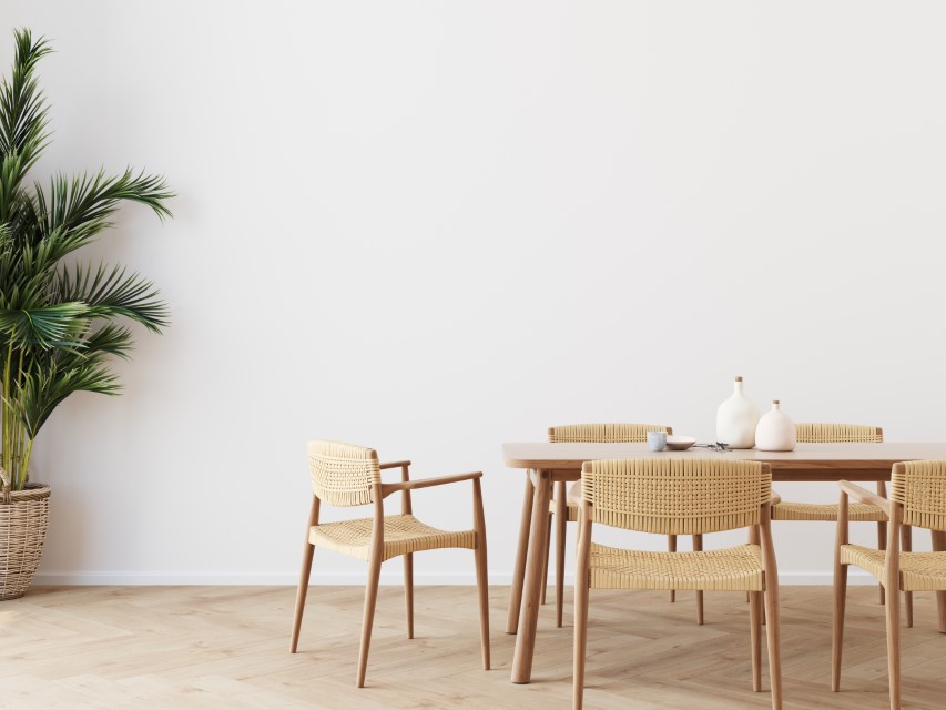 rattan dining set wooden table on wooden floor