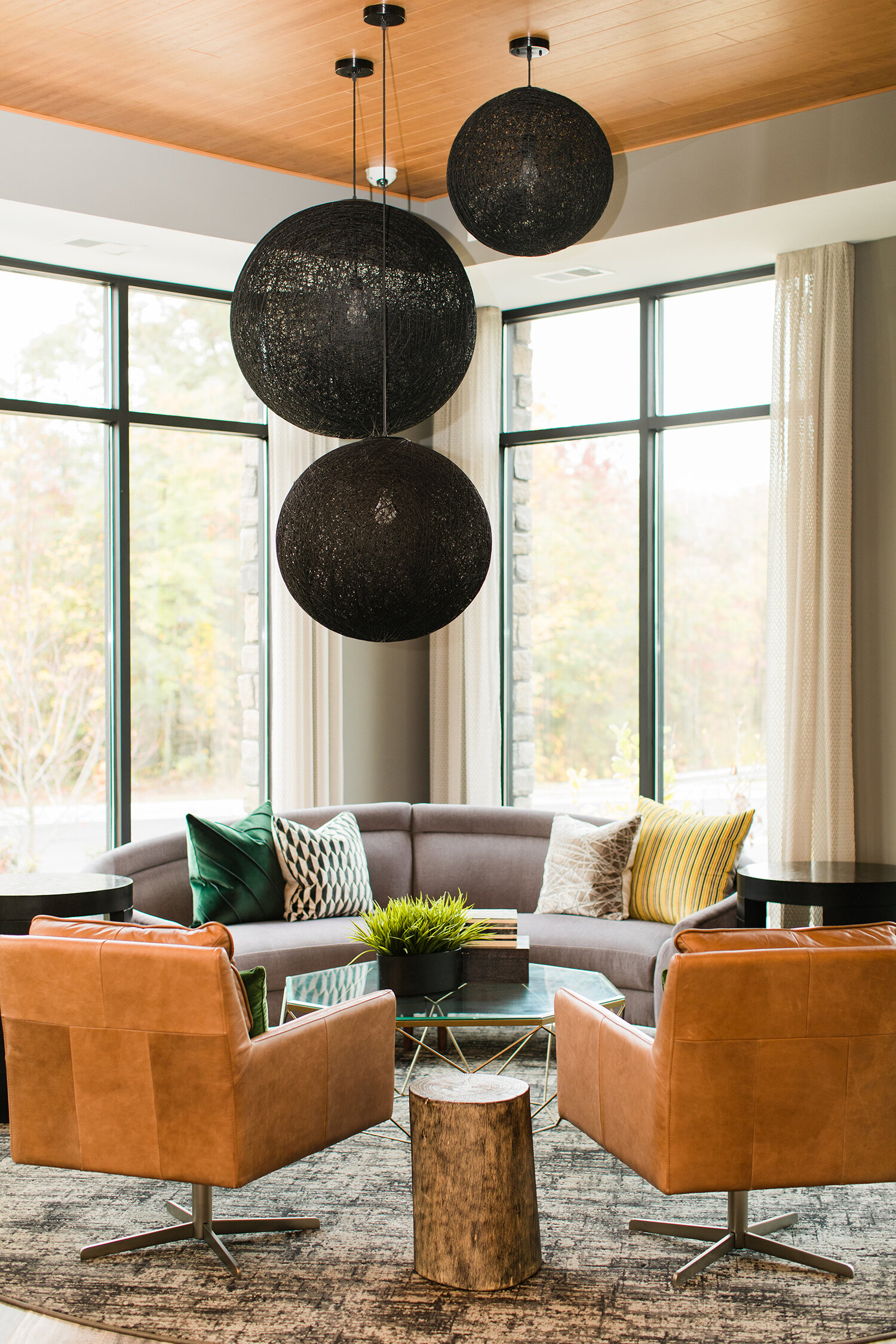 Reading Nook Near Large Glass Windows